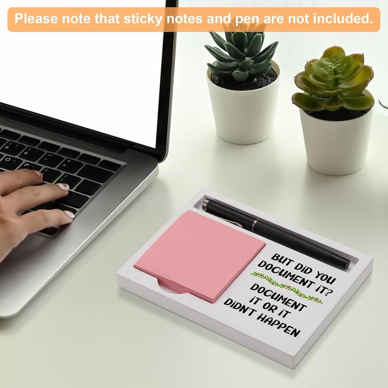 CINRLLA Funny Desk Note Holder for Office, But Did You Document It? Quote Sign, White Wood Pen and Sticky Note Organizer Tray, Gift for Coworker, Boss, Teacher, Nurse, Workplace Decor, NPB601 - Image 3